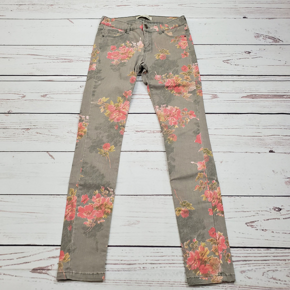 Z 1975 Zara Denim Floral Design Skinny Jean Size 2 - Picture 3 of 6